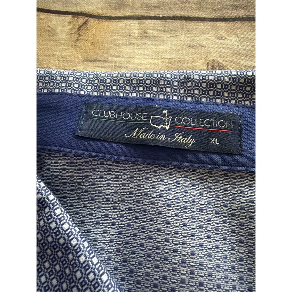 Masters Clubhouse Collection Shirt Mens XL Blue Cotton Golf Polo Made Italy - Picture 3 of 7